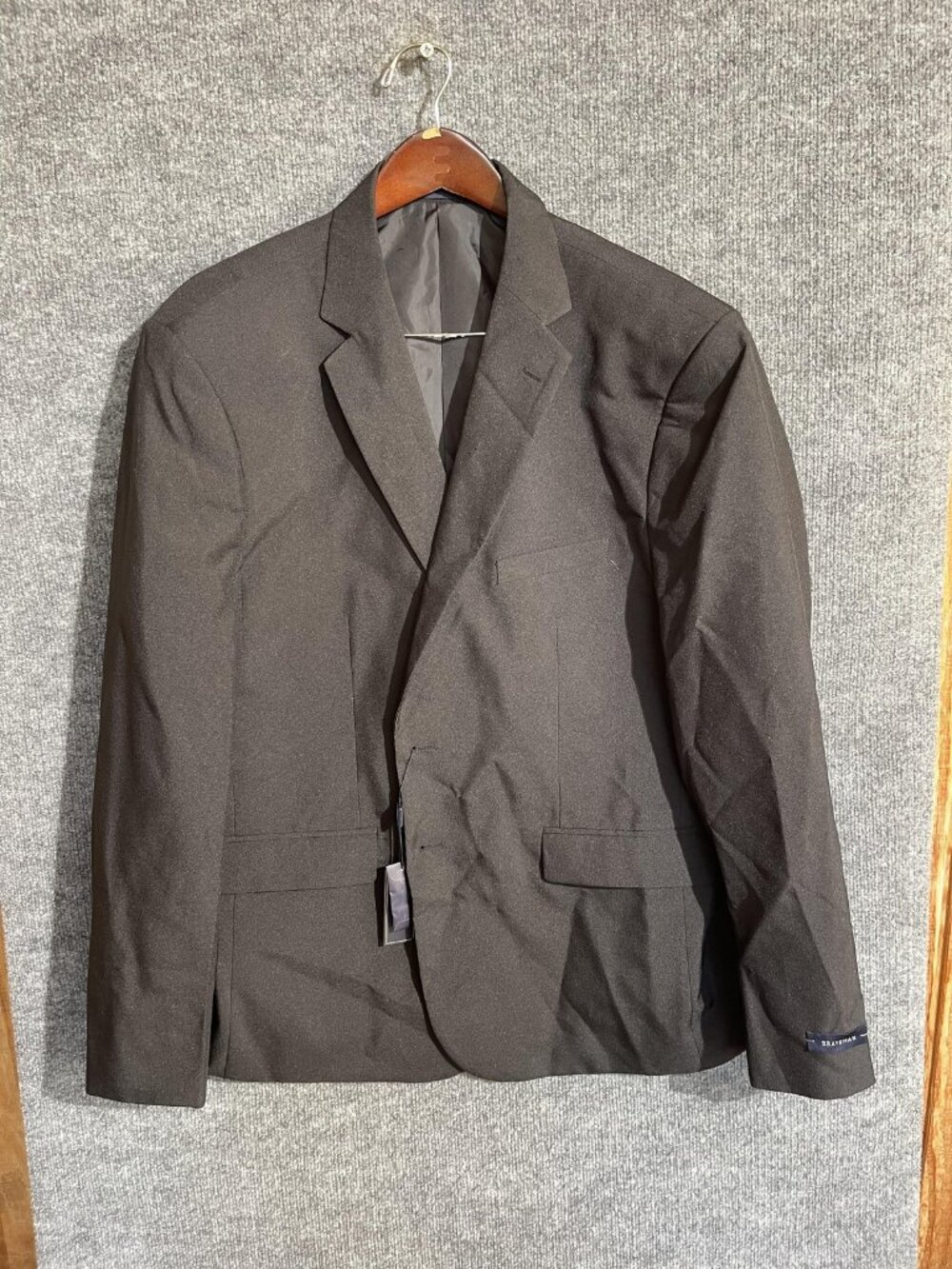 Braveman Suit Jacket Blazer Mens 48R Black Polyester Two Button Formal PR02
